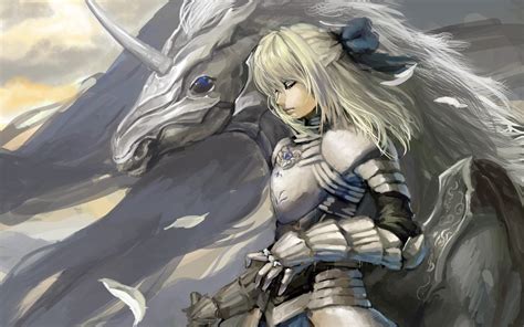 Art Girl Horse Unicorn Wings Blonde Warrior Wallpaper