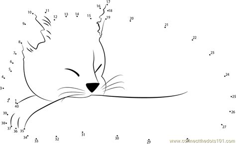 Ginger Cat Sleeping Dot To Dot Printable Worksheet Connect The Dots