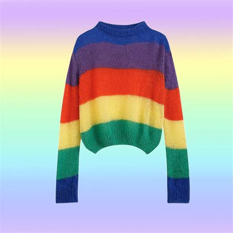 Kawaii Colorful Rainbow Sweaters Kokopiecoco