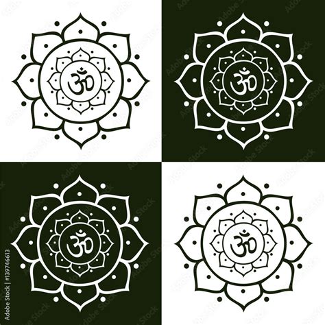 Vector Om Symbol And Lotus Flower Mandala Illustration Stock Vector
