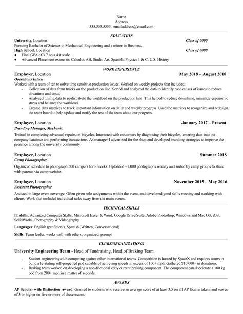As a student or recent graduate, this is a perfect way to. University Student - Internship Resume : resumes