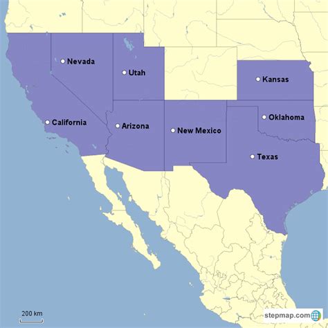 Stepmap Southwest Regional Map Landkarte Für Usa