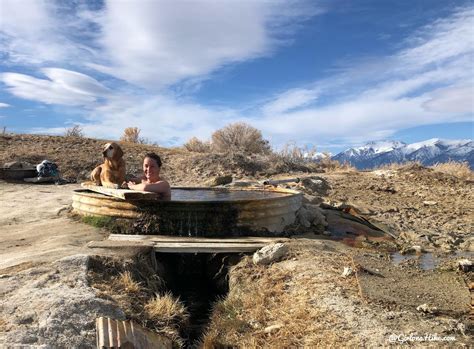 soaking at spencer hot springs nevada girl on a hike