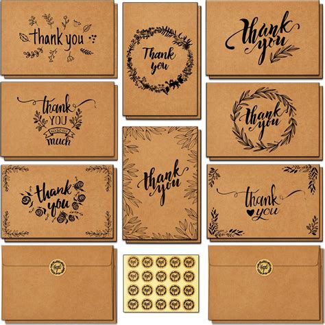Buy 144 Bulk Thank You Cards With Self Seal Envelopes Brown Kraft