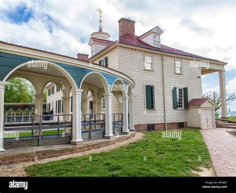 Side View Of Mount Vernon Home Of George Washington With Portico