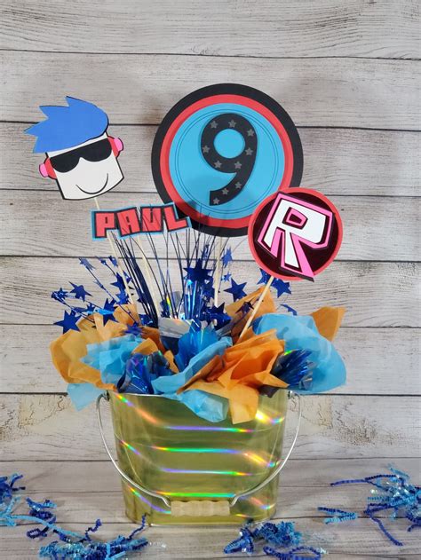 Roblox Inspired Centerpiece Cake Topper Party Etsy