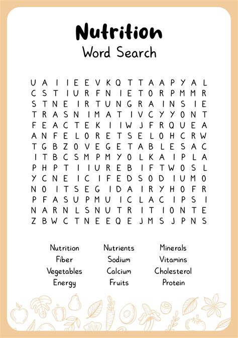 Nutrition Word Search Monster Word Search 9 Best Images Of Wellness