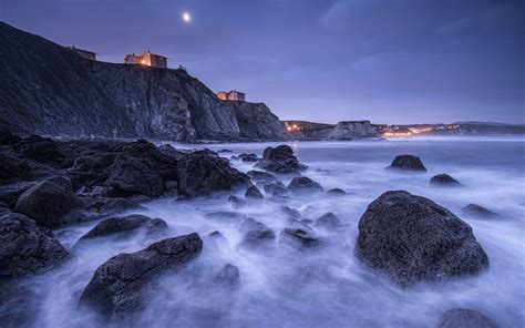 Nature Sea Waves Landscape Cliff Spain Coast Coastline Rock