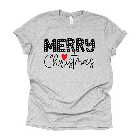 Christmas Tee Super Fun Merry Christmas With Heart Love Etsy