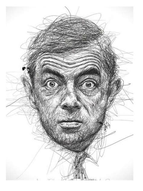 ☣︎ Rowan Atkinson Portrait Drawing Face Sketch Scribble Art