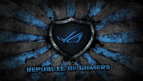 Asus Gamer Grey Blue Asus Brand Background Rog Republic Of