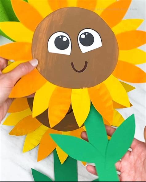 Cute Paper Plate Sunflower Craft For Kids Free Template Video