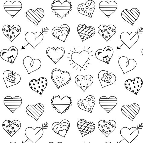 Coloring Pages Printable Hearts Subeloa