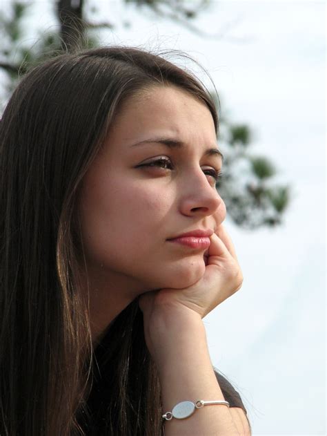 Thinking Girl Free Stock Photo Closeup Portrait Of A Teenage Girl