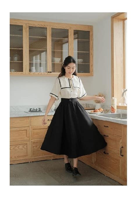 Linen Midi Skirt In Black Elastic Back Comfort Waist Linen Etsy