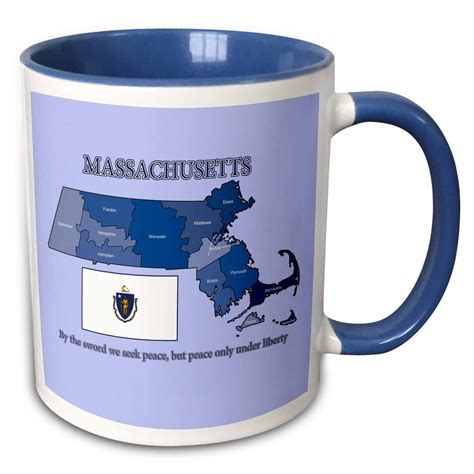 3drose Flag Map And Motto Of Massachusetts With All Counties Labeled