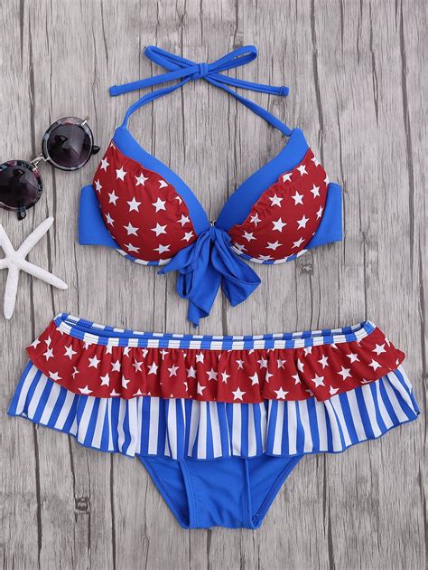 [17 off] 2022 flounce american flag patriotic bikini swimwear in red dresslily