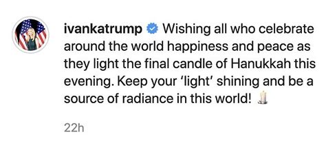 Keep Your Light Shining Ivanka Trump Celebrates The End Of Hanukkah