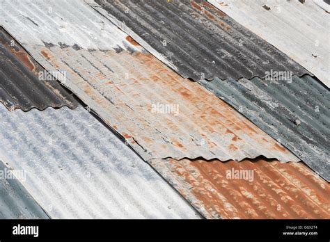 Old Weathered Corrugated Metal As Colorful Roofing Stock Photo Alamy