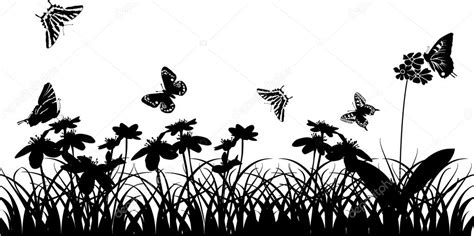 Silhouettes Of Butterflies And Flowers — Stock Vector © Drpas 6260705