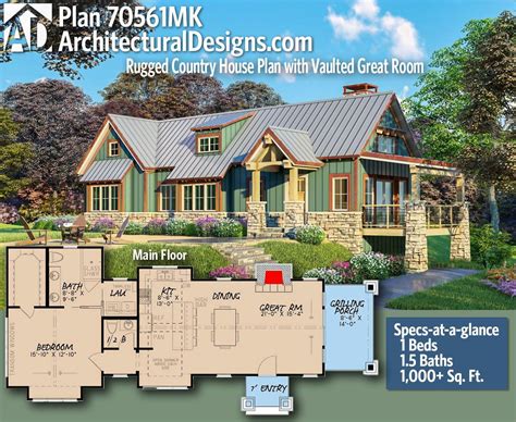 Plan 70561mk Rugged Country House Plan With Vaulted Great Room