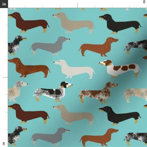 Doxie Fabric Dachshund Dog Pet Weiner Dog Colors Mint Cute Etsy