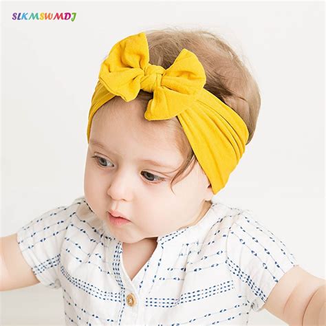 Slkmswmdj Headband Bow For Baby Girl Solid Color Cute Diy Hairbands