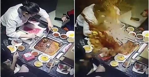 Video Shows A Hot Pot Exploding In Waitress Face After Customer