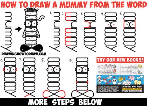 Clearly, every face is different, so this isn't a formula for drawing one. How to Draw a Cartoon Mummy Word Toon / Cartoon - Easy ...
