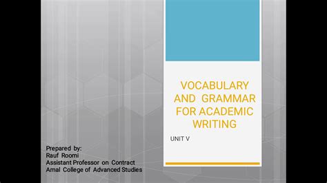 Vocabulary And Grammar For Academic Writing Youtube