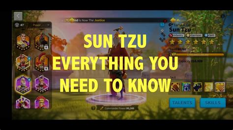 Depending on your strategy and gameplay, a specific talent build might be better suit for this commander based on your needs. ROK - Sun Tzu And Everything you need to know - YouTube