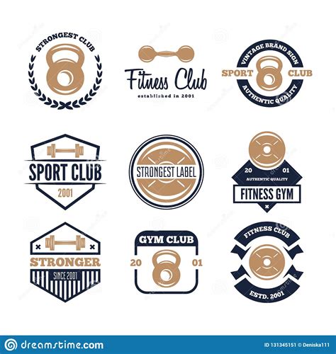 Set Of Fitness Emblems Signs Labels Badges Logos And Designed