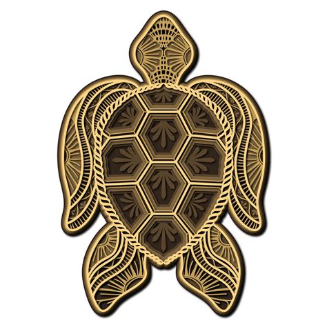 Turtle Mandala 3D Layered SVG Multilayer Turtle Mandala 3D Etsy