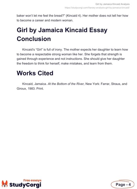 literary analysis of girl by jamaica kincaid essay example