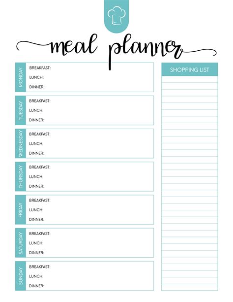 Weekly Meal Planner Template Meal Planner Printable Free Meal Planner