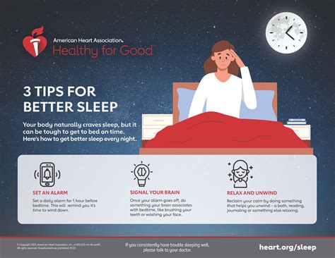 3 Tips For Better Sleep Infographic American Heart Association