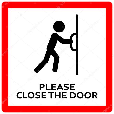 Close The Door Sign Keep Door Closed Graphic Sign Stock Vector