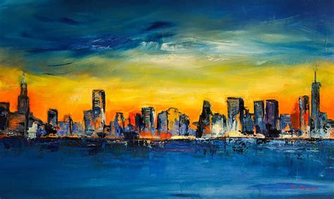 Chicago Skyline By Elise Palmigiani Skyline Painting Cityscape Art