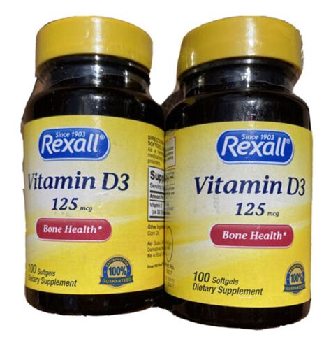 Rexall Vitamin D3 125mcg Bone Health 100 Ct Softgels Lot Of 2 Bone