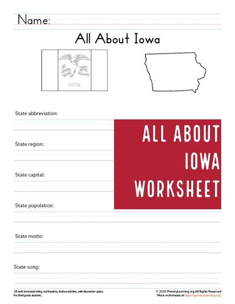 All About Iowa Social Studies Worksheets State Abbreviations