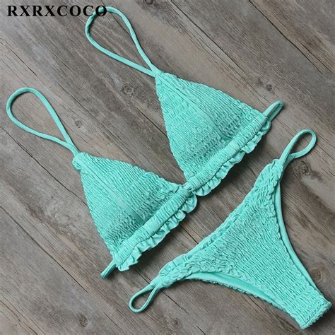 Rxrxcoco 2018 4 Colors Bikinis Set Sexy Hot Thong Swimwear Women Cheeky