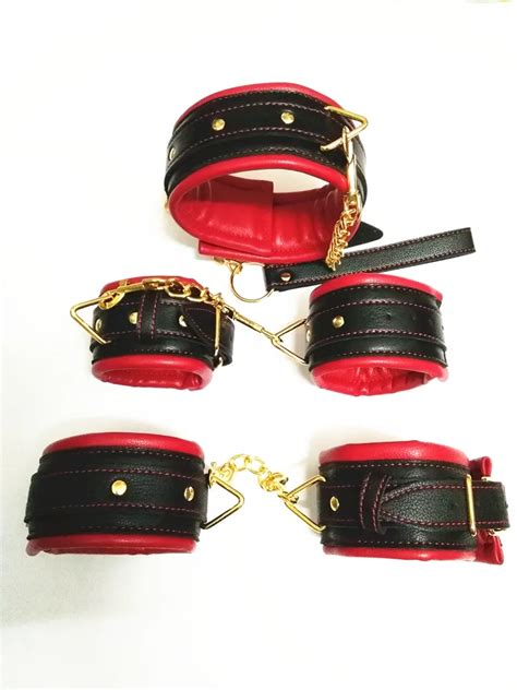 sex tools shop leather sex handcuffs shackle collar sex toys bdsm fetish bondage harness set