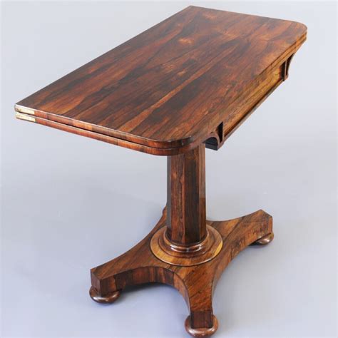 Antique William Iv Rosewood Fold Over Pedestal Tea Table By J Kendell