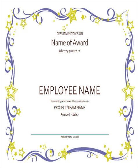 Free Printable Employee Award Certificates