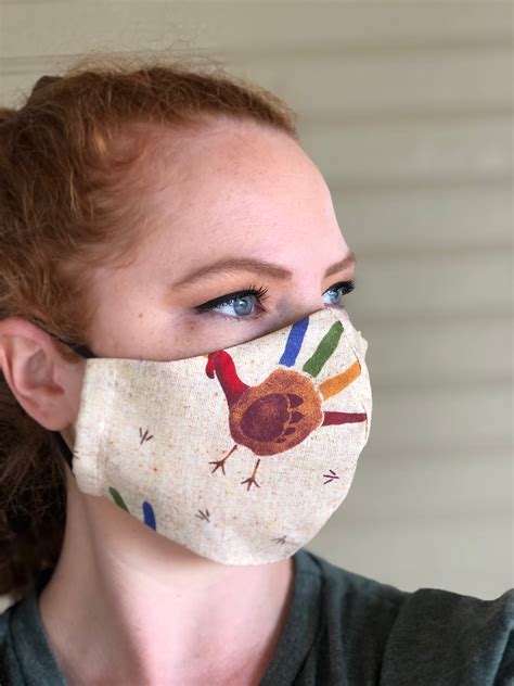 Turkey Face Mask Washable Cotton Thanksgiving Face Mask Wire Etsy