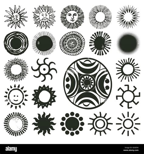 Ancient Old Traditional And Modern Sun Symbols Stock Vector Image
