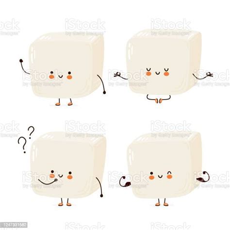 Cute Happy Funny Tofu Set Collection Stock Illustration Download