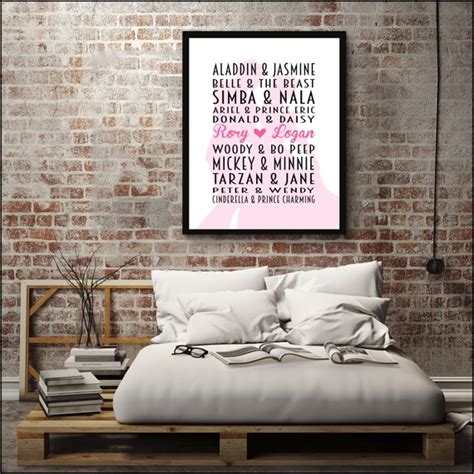 Items Similar To Disney Couples Personalised Adult Print Anniversary