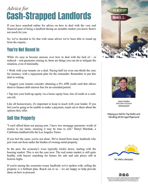 Advice For Cash Strapped Landlords | Mt. Helix Lifestyles Real Estate