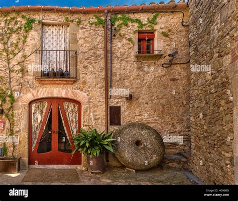 Traditional Architecture Of Peratallada Girona Province Catalonia